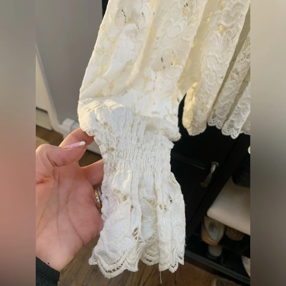 Free People off white lace blouse size XS